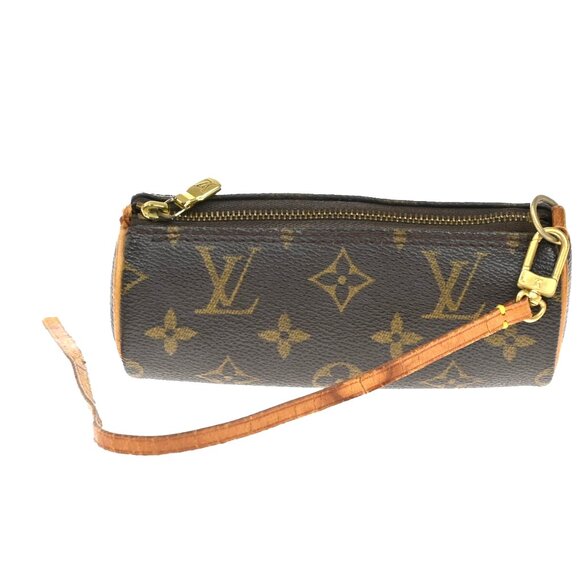 LOUIS VUITTON Logo Papillon Pouch Hand Bag Monogram Leather - Picture 1 of 16